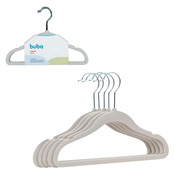 Buba Cabides em Veludo Kit com 5 Unidades Bege