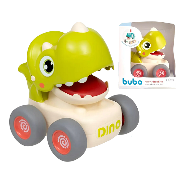 Buba Carrinho Dino com Fricção e Apito Verde