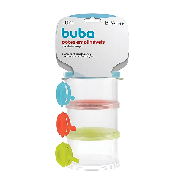 Buba Kit 3 Potes Empilháveis Colorido Abertura Frontal