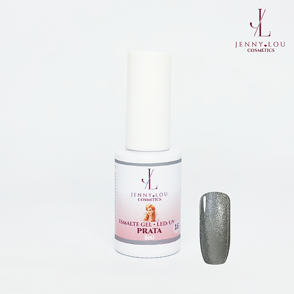 Esmalte em Gel Led/UV Prata 8ml Jenny Lou Cosmetics