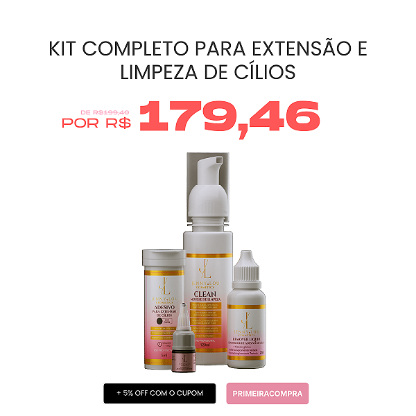Kit Completo para Extensão e Limpeza de Cílios Jenny Lou