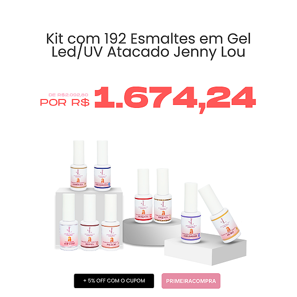 Kit com 192 Esmaltes em Gel Led/UV Atacado Jenny Lou