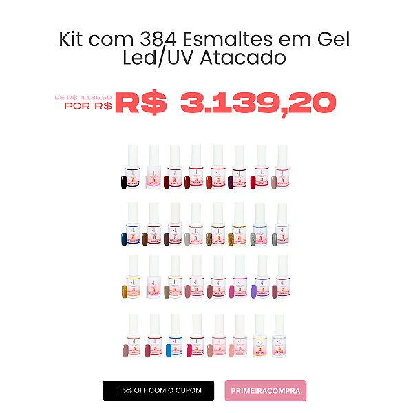 Kit com 384 Esmaltes em Gel Led/UV Atacado Jenny Lou