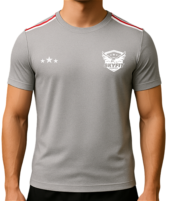 CAMISETA PERSONAL TRAINING CINZA UNIFORME SKYFIT UNISSEX POLIAMIDA