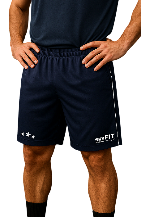 Short Tactel Azul para Academia Uniforme SkyFit Masculino