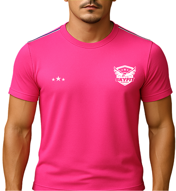 Camiseta Dry-fit ROSA Florecente para Academia Uniforme SKYFIT Unissex