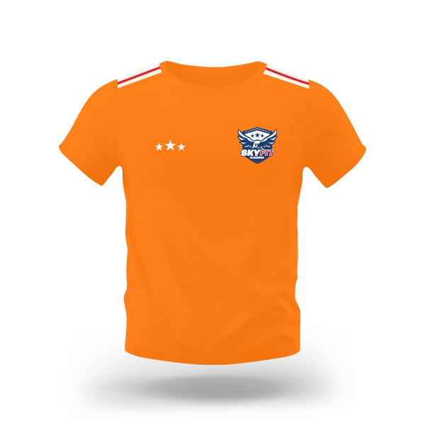 Camiseta Dry-fit Laranja Florescente para Academia Uniforme SKYFIT Unissex
