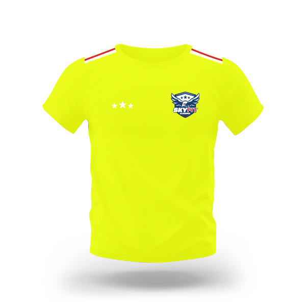 Camiseta Dry-fit Amarelo Florescente para Academia Uniforme SKYFIT Unissex
