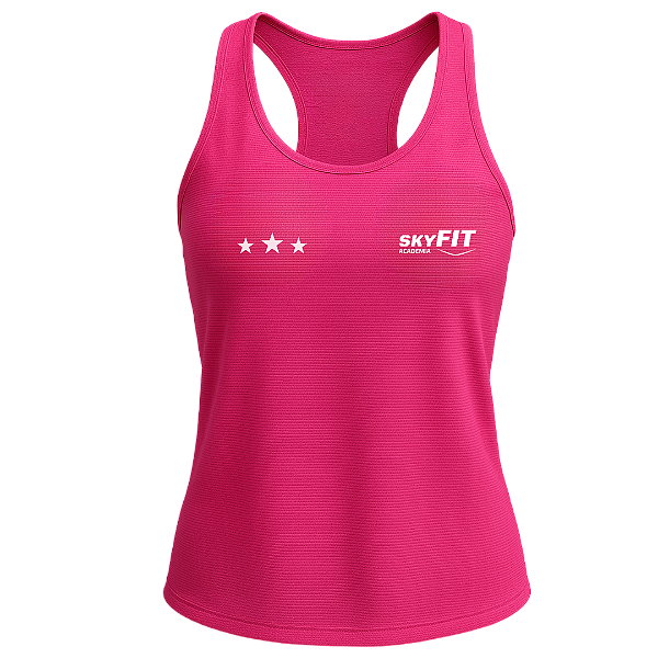 Camiseta Regata Feminina Modelo Nadador Dry-fit ROSA para Academia Uniforme SKYFIT