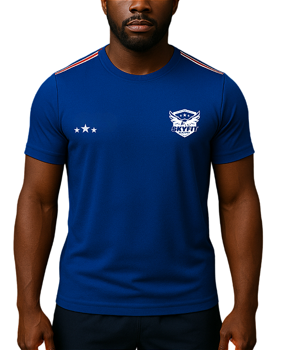 Camiseta Dry-fit AZUL ROYAL para Academia Uniforme SKYFIT Unissex