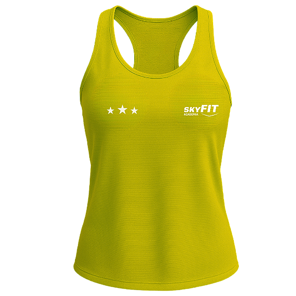 Camiseta Regata Feminina Modelo Nadador Dry-fit AMARELOFLORECENTE para Academia Uniforme SKYFIT Unissex