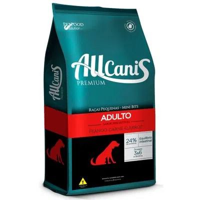 Saco Ração Allcanis Mini Bits Frango Carne e Arroz 15Kg