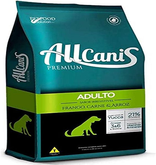 Saco Ração Allcanis Adulto Frango, Carne e Arroz 15KG
