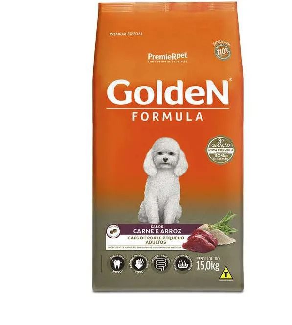 Saco Ração Golden Formula Cães Mini Bits Carne/Arroz 15KG