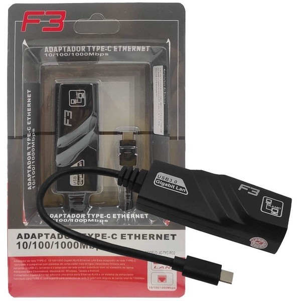 ADAP USB C REDE 10/100/1000MBPS JC-TYC-R02 F3