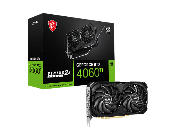 PLACA DE VIDEO 8GB RTX 4060 TI VENTUS 2X BLACK 912-V515-024 MSI