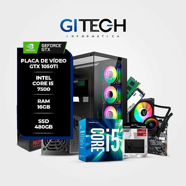 PC GAMER GITECH-200 INTEL i5 7500 16GB RAM 500GB NVME WATER COOLER 120MM GTX 1050TI 4GB (MONTADO)