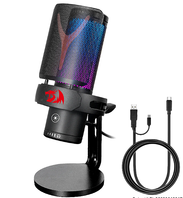 MICROFONE GAMER FENRIS RGB GM301 PTO REDRAGON