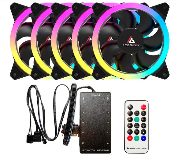 KIT 5x FAN 120MM ARGB + CONTROL GALAXY AG-GALAXY5X1-BK ACEGEEK