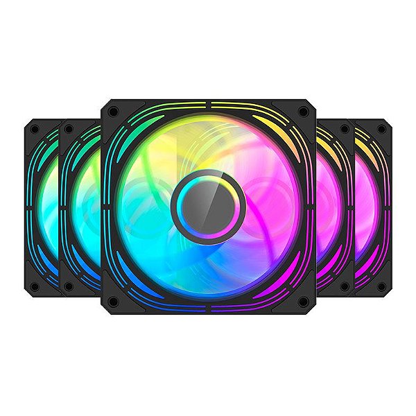 KIT 5x FAN 120MM ARGB DARKFLASH INFINITY 24T INF24T-ARGB-5BK PRETO AIGO