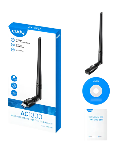 ADAPTADOR WIFI USB DUAL BAND HIGH GAIN AC1300 WU1400 CUDY