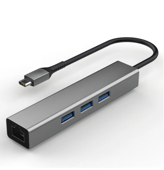 CONVERSOR ADAP USBC PARA REDE GIGA + 3 PORTAS USB 3.2 COMTAC