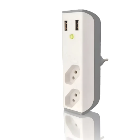 Carregador C/ 2 USB e Filtro De Linha 2 Tomadas Branco ENERMAX