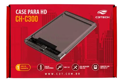GAVETA P/HD EXT 2,5" USB-C 3.0 CH-C300BK C3T