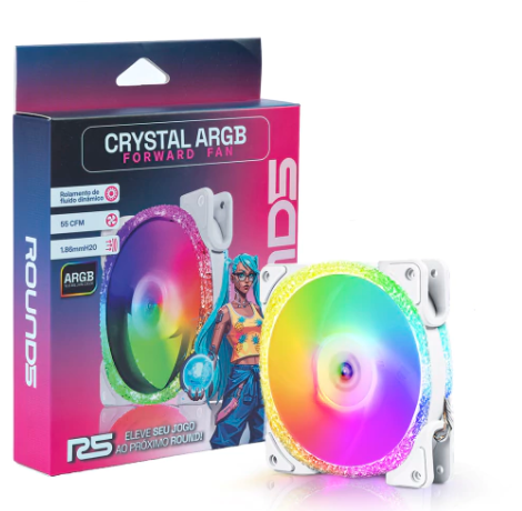 FAN 120MM CRYSTAL FORWARD PWM ARGB BRANCA ROUND5
