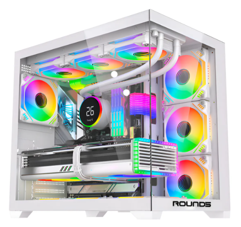 GABINETE GAMER ATX GENOS AQUARIO S/ FAN BRANCO ROUND5