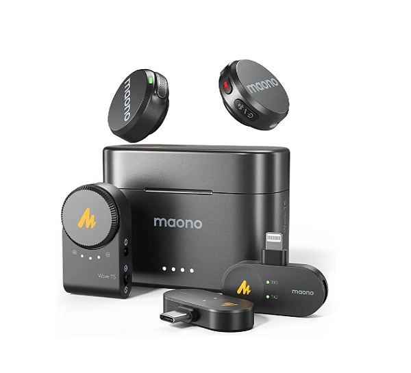 MICROFONE DE LAPELA S/ FIO WAVE T5 WM650 PA3 COMBO (P2 USB-C LIGHTNING) MAONO