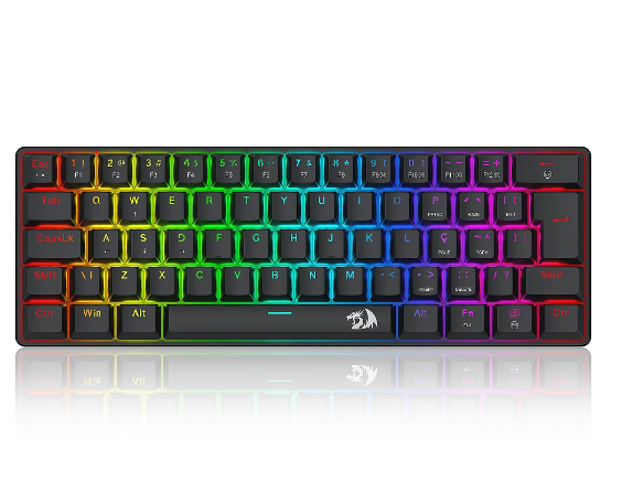 TECLADO MEC 60% USB-C JAX RAINBOW PRETO S. MARRON K613-KB REDRAGON