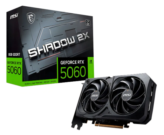 PLACA DE VIDEO 8GB NV RTX 5060 GDDR7 128BITS SHADOW 2X OC 912-V537-038 MSI