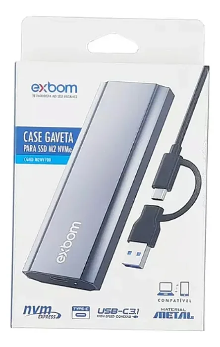 GAVETA P/ SSD M.2 (APENAS NVME) USB C CGHD-M2NV700 EXBOM