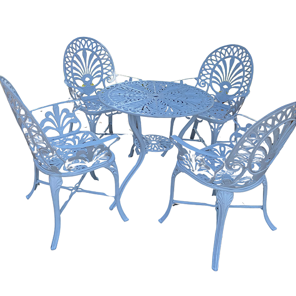 Conjunto de Mesa Modelo Palmeirão 4 Cadeiras Alumínio Fundido para Jardim