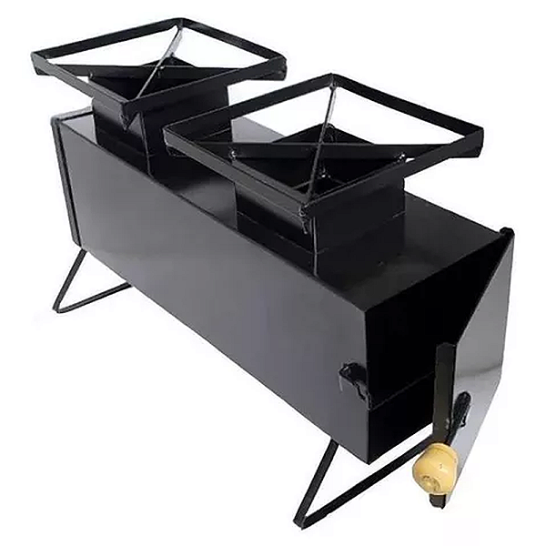 Mini Fogão a Lenha Portátil de 2 Bocas Multiuso com Paneleiro Camping