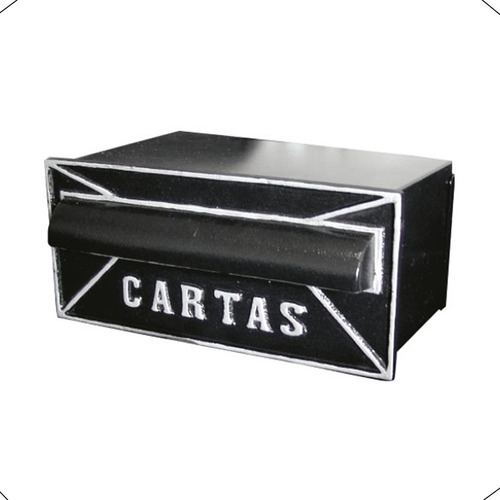 Caixa de Correios Cartas Para Muro Preta Alumínio 30x25x12