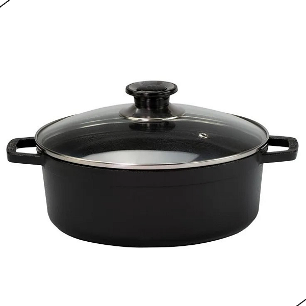 Panela de Ferro Fundido Caçarola Neo 16cm com Tampa Vidro
