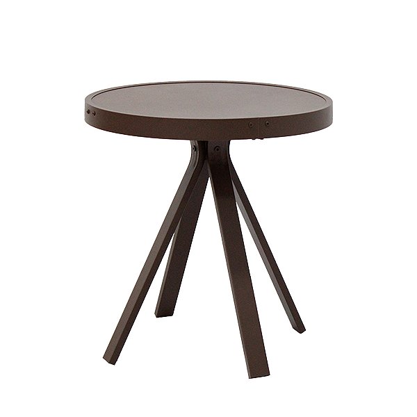 Mesa Mesinha Lateral de Apoio com Tampo Liso de Alumínio Cores Marrom e Preto