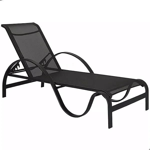 Espreguiçadeira Lótus Ondulada Alumínio e Tela Sling de Piscina Resistente Sol e Chuva