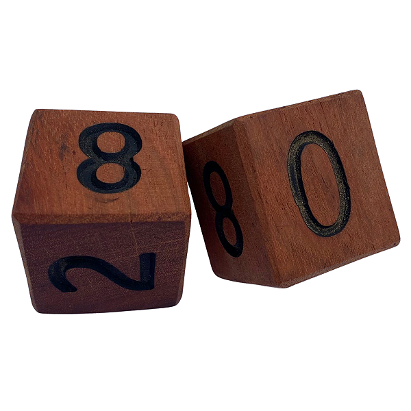 Kit 2 Dados Tento Marcador de Madeira Baralho Truco Jogo de Cartas