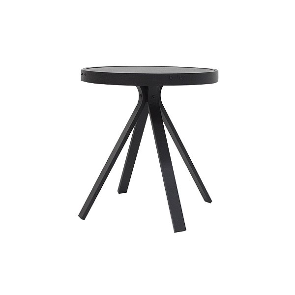 Mesa Mesinha Lateral com Tampo Liso de Alumínio Cor Preto