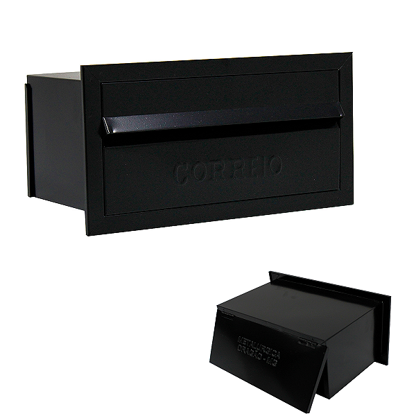 Caixa de Correios Jornal Tamanho 20x31,5x15,5cm Cor Preta