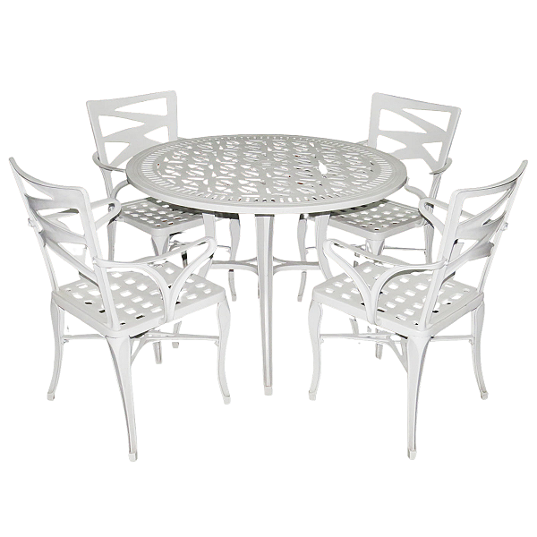 Conjunto de Mesa com 4 Cadeiras Modelo Liz para Jardim Área Externa e Interna
