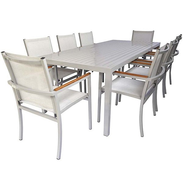 Conjunto de Mesa Area Gourmet Modelo Lins 2x1m com 8 Poltronas Modelo Zurick