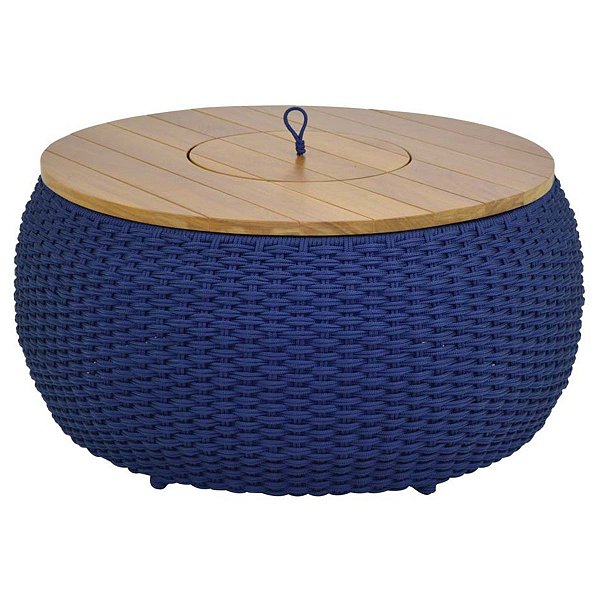 Mesa de Centro Corda Naval Tampo Madeira com Champanheira