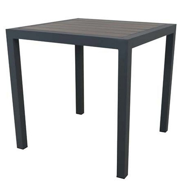 Mesa Quadrada De Alumínio Com Tampo de Madeira