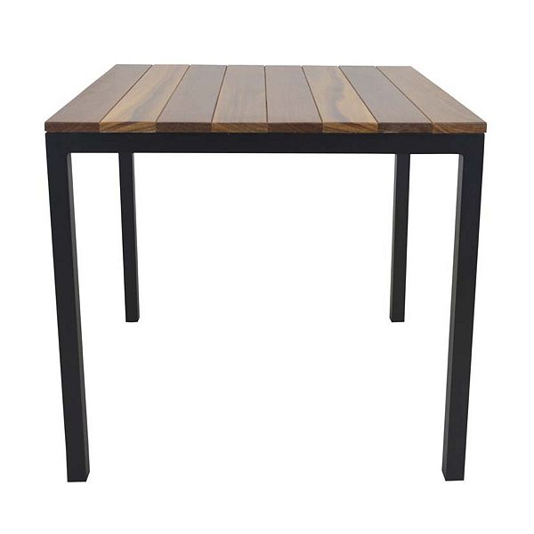 Mesa Quadrada Lins de Alumínio Tampo Madeira Cumaru
