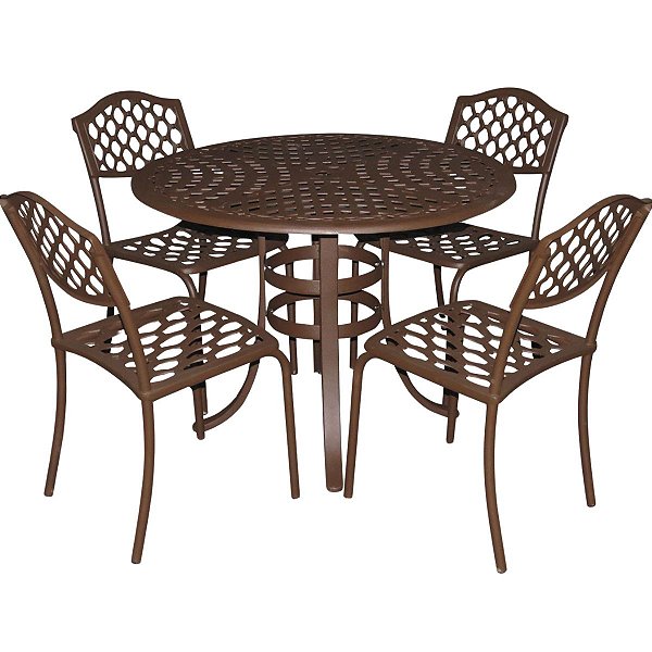 Conjunto de Mesa 4 Cadeiras Alúminio Fundido Modelo Faveni
