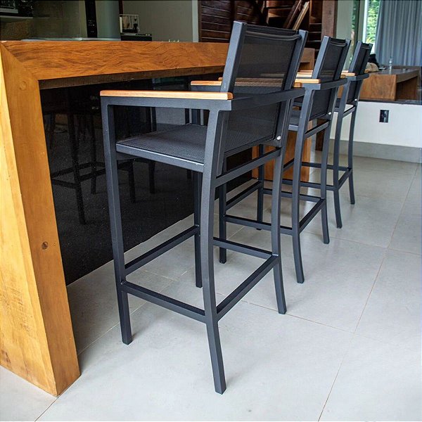 Banqueta Alta para Balcão Bancada de Cozinha Amélia em Tela Sling - 01 Unidade